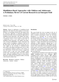 Image of Mindfulness-Based Approaches with Children and Adolescents:
A Preliminary Review of Current Research in an Emergent Field
