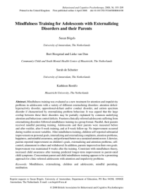 Image of Mindfulness Training for Adolescents with Externalizing Disorders and their Parents