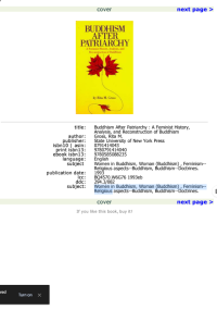 Image of Buddhism After Patriachy A Feminist History Analysis And Recontruction Of Buddhism