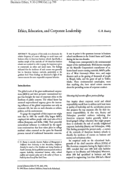 Image of Ethics Education And Corporate Leadership