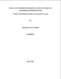Image of EFFECT OF ENTREPRENEURSHIP EDUCATION OUTCOMES ON ENTREPRENEURSHIP BEHAVIOR