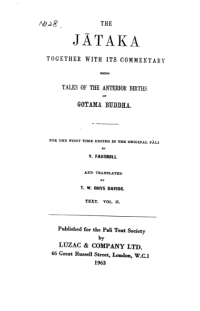 Image of The Jātaka Together with its Commentary, Being Tales of the Anterior Births of Gotama Buddha Vol II